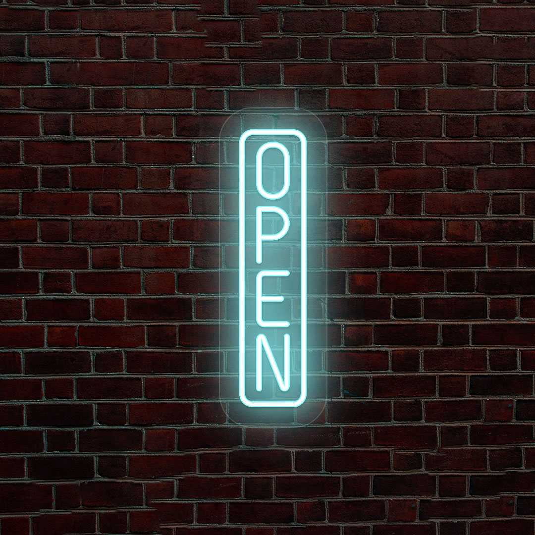 Vertical Open Neon Sign (yellow, 11.5"(W)x34.5"(H))