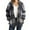 *Dark Gray, variant on Women's Flannel Hoodie Plaid Jacket, Full Zip Up Sherpa Lined Hoodie Jacket ,Fall Winter Warm Tops With Pockets Black,Womens Plus M