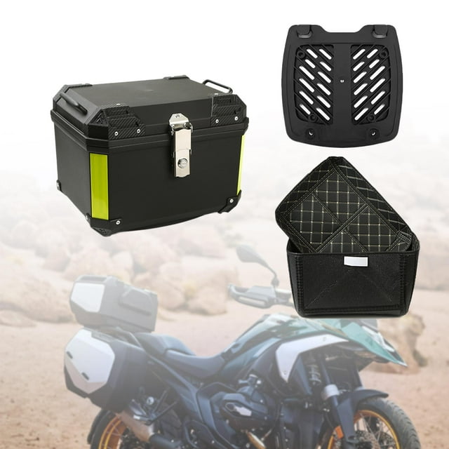 Colaxi Coffre Supérieur de Moto 45L Coffre Arrière de Moto Coffre de Voyage Robuste Équipement de Voyage Résistant à l'Usure Coffre de Rangement Arrière de Moto avec Doublure de Base