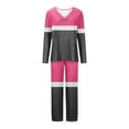 thumbnail image 3 of Tnhcen 2-Piece Women's Summer Pajamas Sets Casual Color Block Knit Lounge Set 2 Piece Crew Neck Loungewear Outfits with Pocket S-3XL, 3 of 4