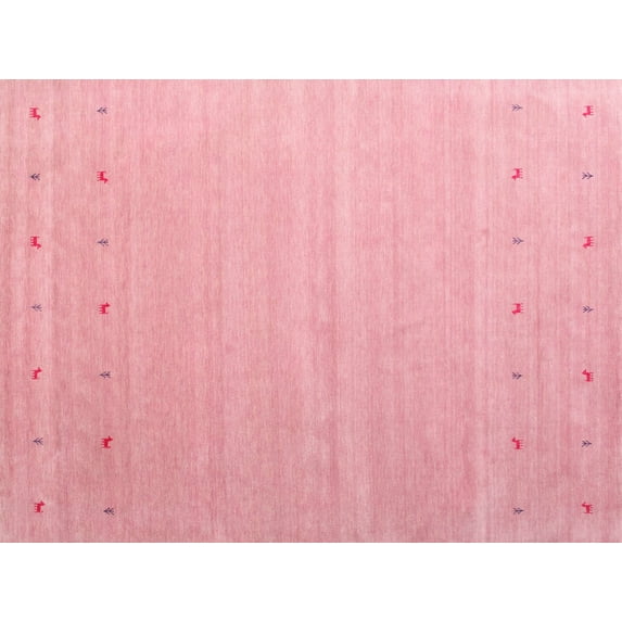 Ahgly Company Machine Washable Indoor Rectangle Contemporary Pastel Pink Area Rugs, 7' x 9'