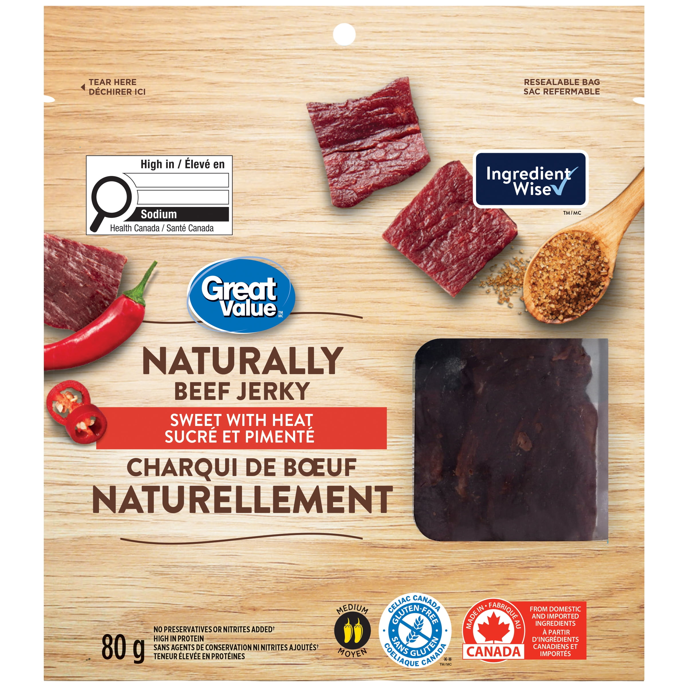 Charqui de bœuf Naturellement Sucrée et pimentée Great Value