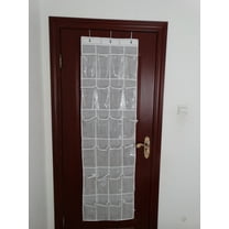 PreAsion Over the Door Shoe Organizer Rack with 24 Clear Pockets Polyester White