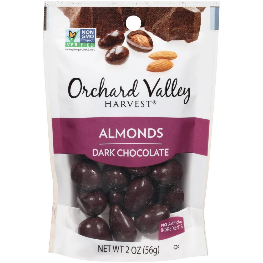 ORCHARD VALLEY HARVEST Dark Chocolate Almonds, 2 oz (Pack of 14
