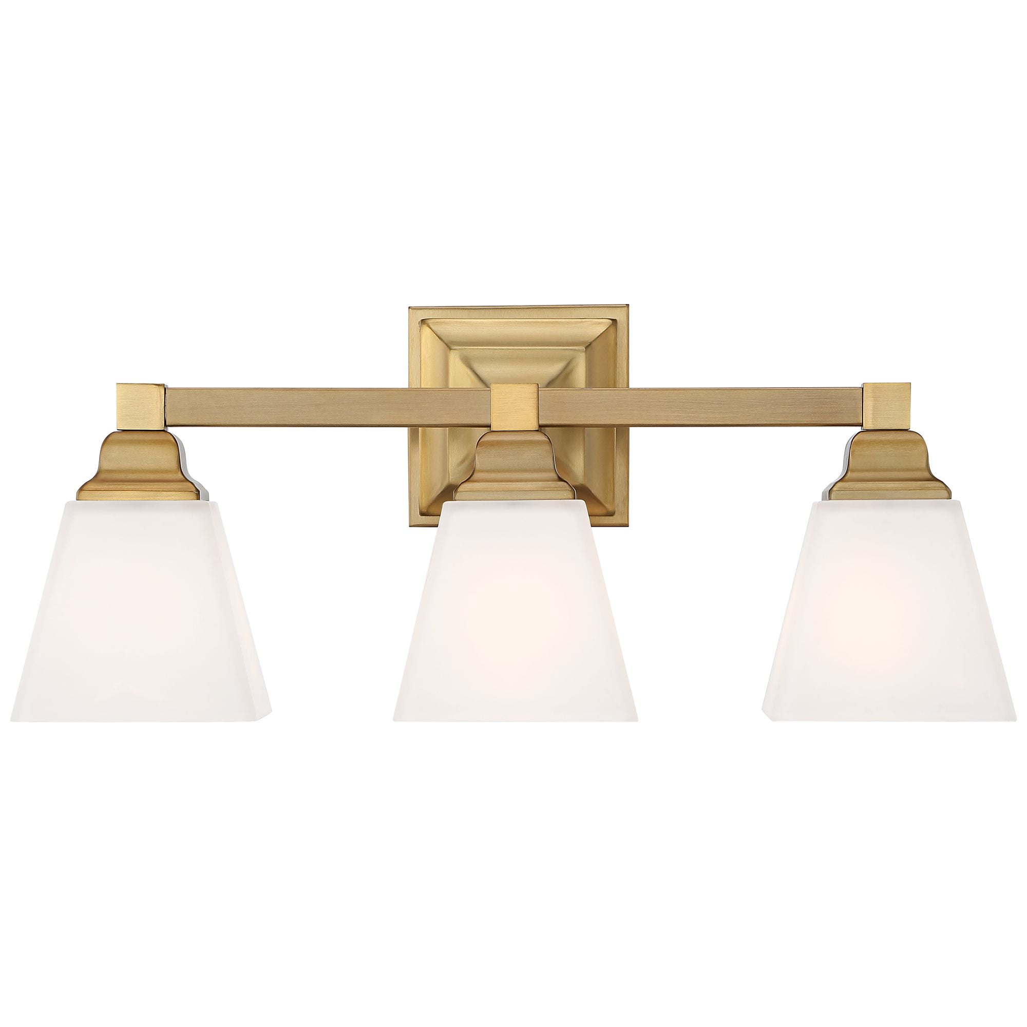 Regency Hill Mencino Modern Wall Light Warm Brass Hardwire 20" 3-Light Fixture Etched Opal Glass Shade for Bedroom Bathroom Vanity Living Room House