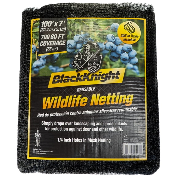 BlackKnight 7x100 ft Wildlife Netting with Twine for Garden and Crop Protection