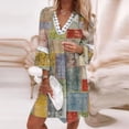 thumbnail image 1 of 2023 Spring Oversize Print A-line Women's Dress Elegant Pleated Long Sleeve Casual Dresses Female Fashion Beach Ladies Clothes4XL Gao Jinjia LED, 1 of 2