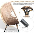 thumbnail image 6 of TQKVIPI Oversized Wicker Egg Chair Outdoor Indoor,Patio Lounge Chair with Thicken Cushions & Durable Steel Frame, Egg Basket Chair 500lbs Capacity for Garden, Backyard, Porch,Bedroom (Beige-Plaid), 6 of 11