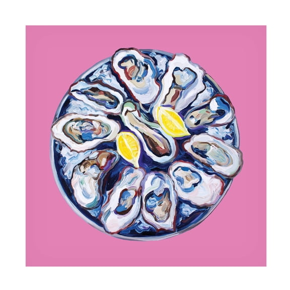 Trademark Fine Art Alice Straker  Oysters On a Plate Pink Canvas Wall Art