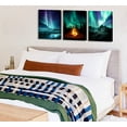 thumbnail image 3 of Wall Decor Living Room,Bedroom Northern Lights 3 Panel Canvas wall art Paintings for Wall Decorations Modern Bathroom Office Aurora Polaris Nature Landscape 12"x16"x3 Framed Ready to Hang, 3 of 6