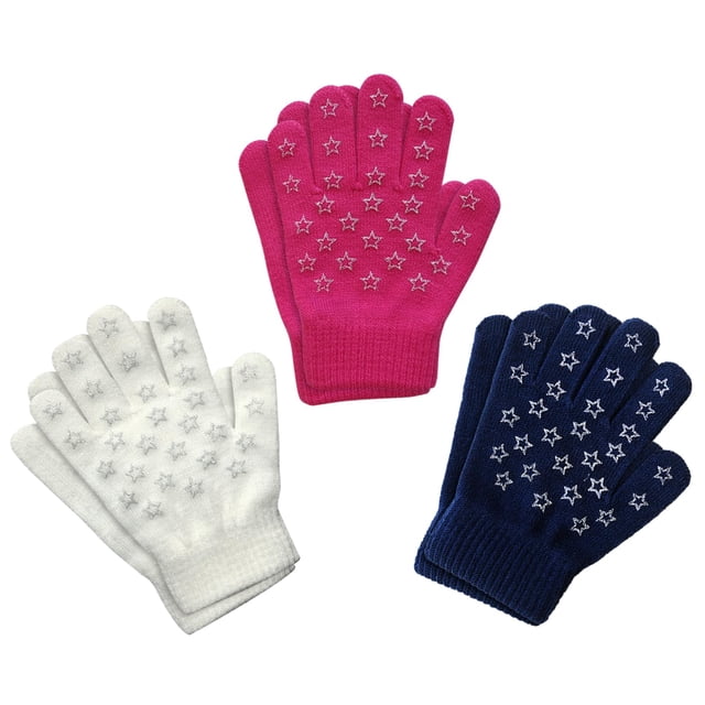 Guantes elásticos Magic de Evridwear para niños, 3 pares, con estampado de estrellas