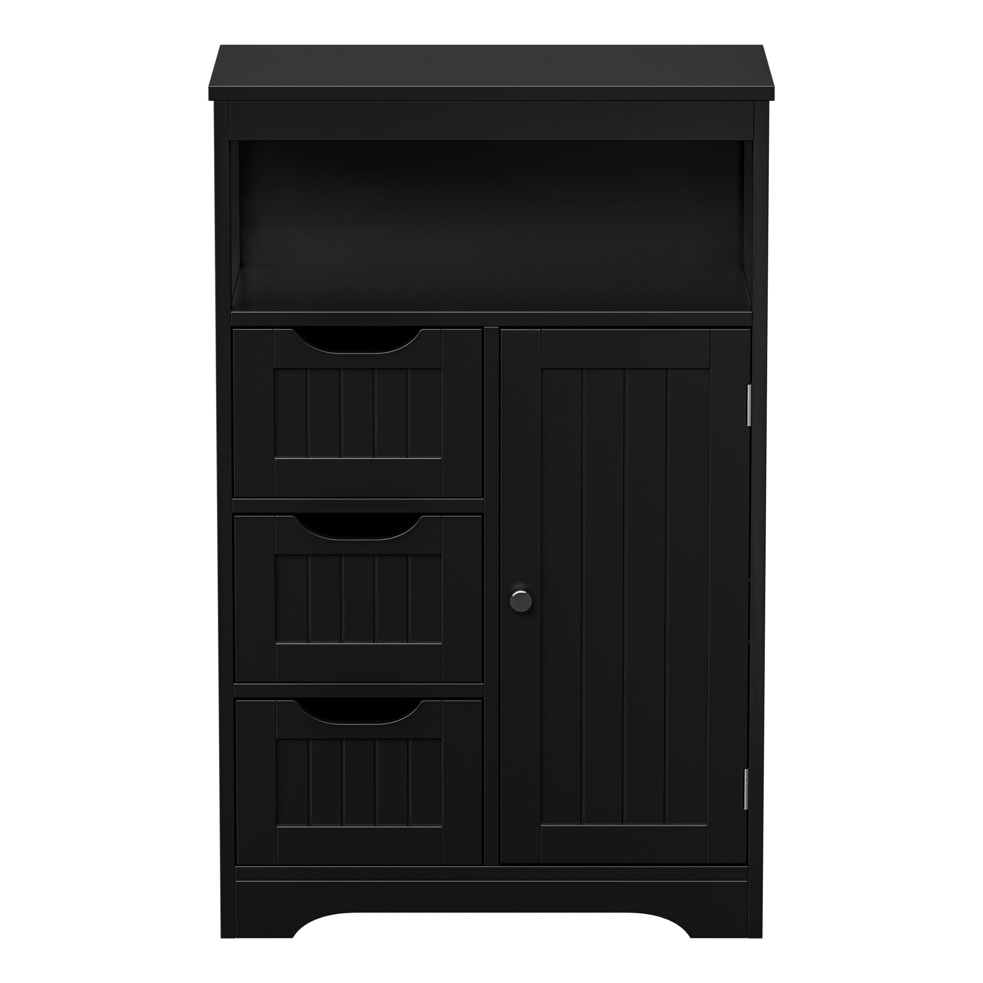ZENSTYLE Bathroom Cabinet 3 Drawers Storage Organizer Floor Cupboard Home Living Room Decor Black