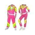 thumbnail image 3 of Women Mens 2 Piece Outfits 90s Retro Hip Hop Costumes Long Sleeve Coat Long Pants Two Piece Tracksuit Set Clothing, 3 of 4