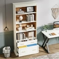thumbnail image 4 of Tribesigns Modern White Filing Cabinet with 5-Tier Bookshelf for Home Office, 4 of 7