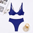 thumbnail image 2 of Gibobby Conjunto de traje de baño de bikini Sexy Bikini Dividido Traje de Baño de Nylon de Color Sólido(Azul,G), 2 of 5