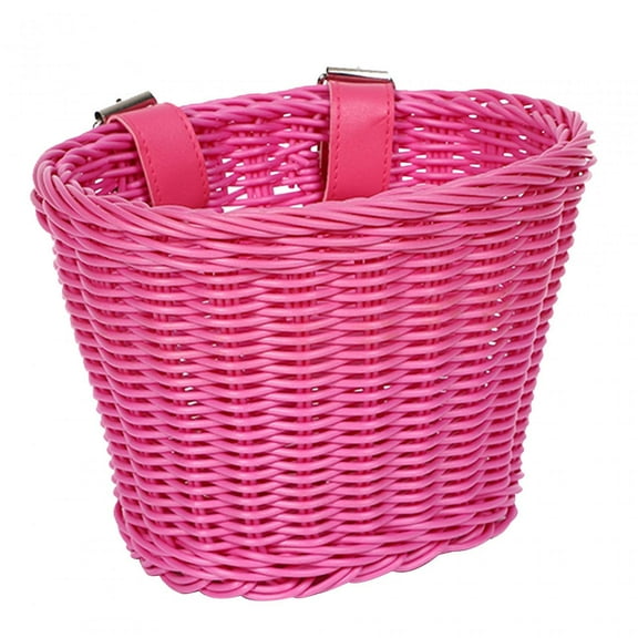 Kids Bike Handlebar Basket, Imitation Rattan Hand Woven, Stylish Rose Red, Detachable Accessory, Suitable for Children's Bike Handlebars Rose Red