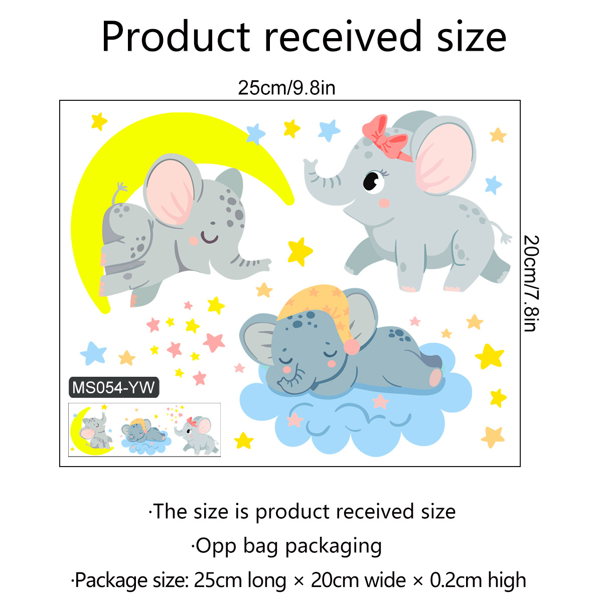 Adorable Elephant Wall Decal, Lovely switch Elephant Wall Sticker, Baby Elephant Decor Wall for Nursery Bedroom Classroom Decoration