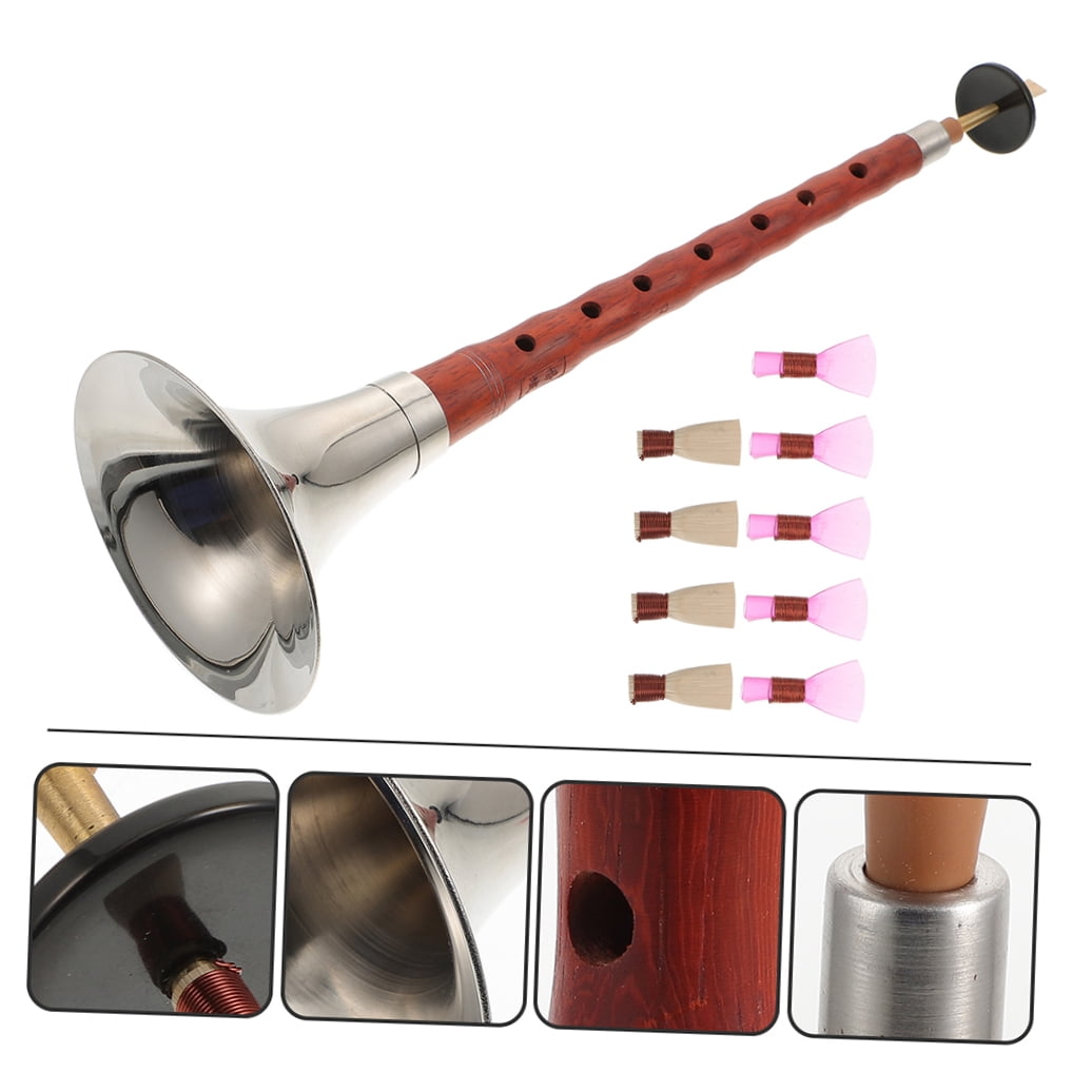 Toyvian Red Rosewood and Metal Chinese Suona Traditional Ethnic Wind Instrument for All Levels 1Set