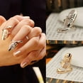 thumbnail image 4 of rygai 1 Pc Women Rhinestone Flower Dragonfly Finger Tip Nail Art Ring Jewelry-Silver, 4 of 6