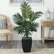 Nearly Natural 4.5 Kentia Palm Artificial Tree in Black Wash Planter