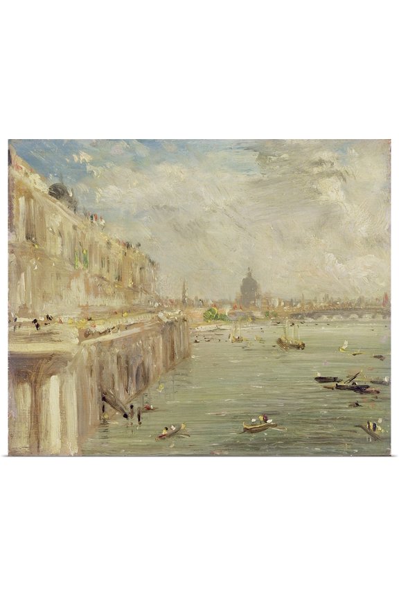 | Rolled John Constable Poster Print entitled View of Somerset House Terrace and St. Paul's, from the North end of Waterloo