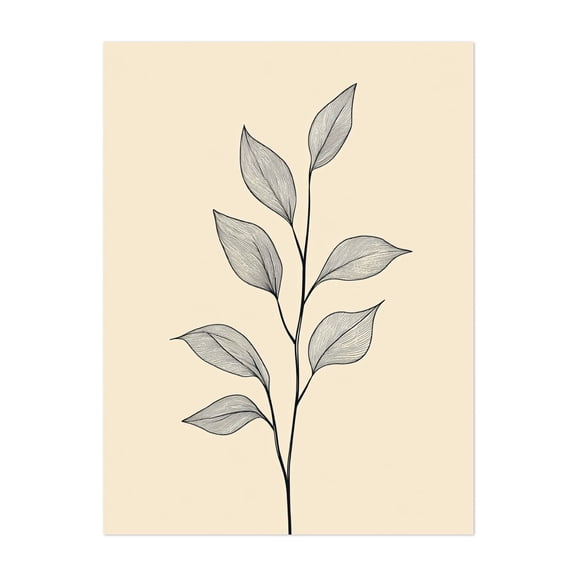 Flower Line Art - Line Drawing Line Art Botanical Minimalist Nature Floral Black and White Modern Art Unframed Wall Art Print 5 x 7 inches