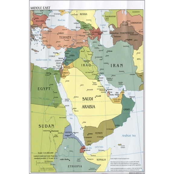 History Galore CIA Map of the Middle East Iraq Iran and Israel 2010 24"x 36" Poster