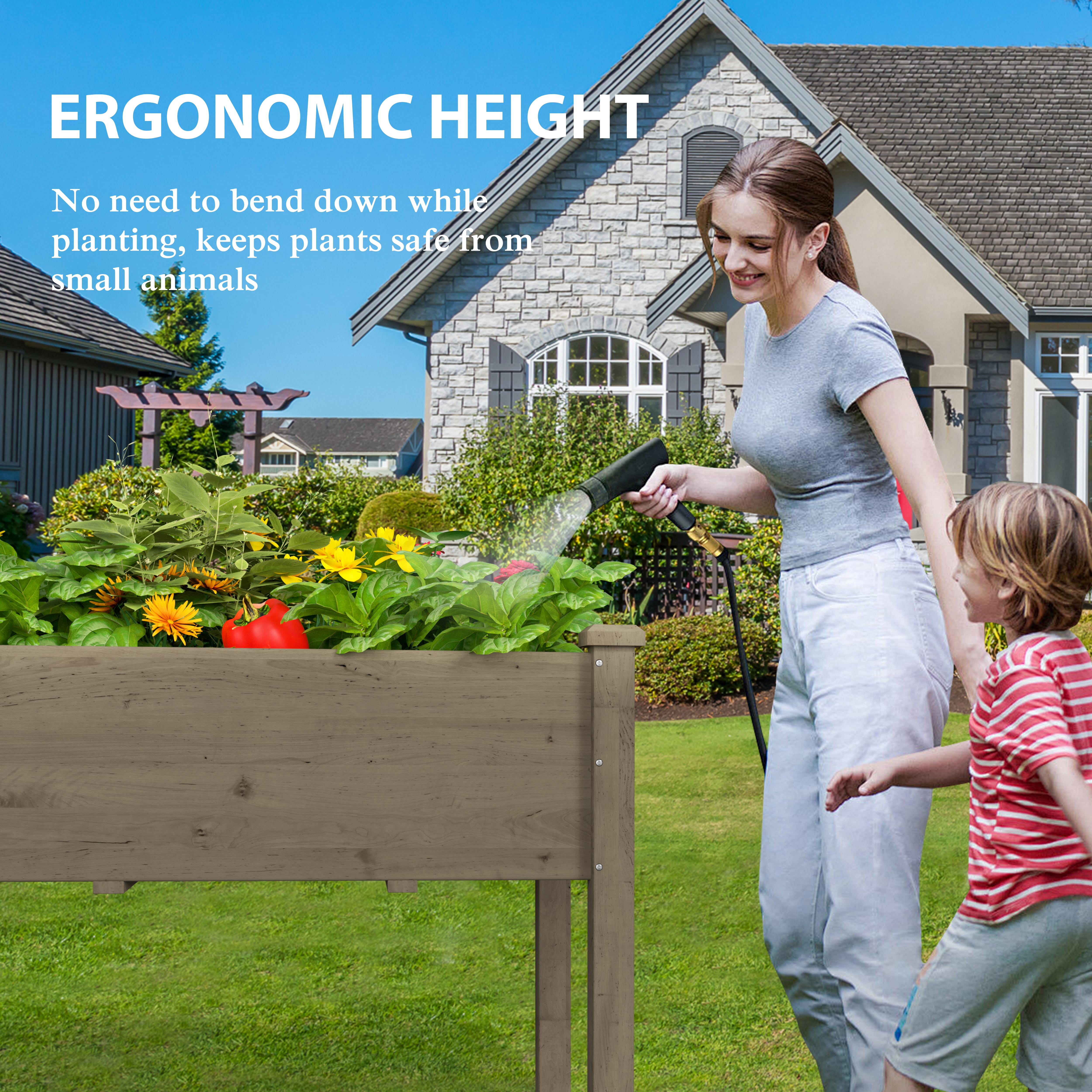 VEIKOUS 72.4"H Cedar Raised Garden Bed, 6.8 Cu Ft Elevated Planter Box for Vegetables, Flowers, Herbs w/Drainage Holes, Brown