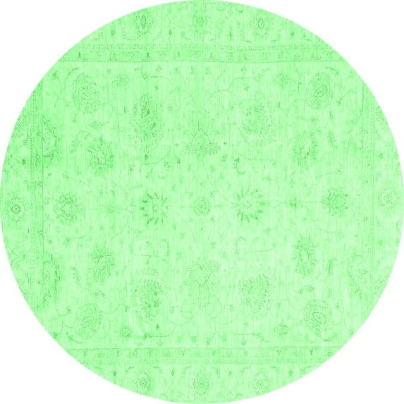 Ahgly Company Indoor Round Oriental Emerald Green Traditional Area Rugs, 6' Round