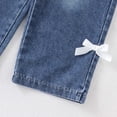thumbnail image 7 of Girls Outfits Casual Long Sleeve Crewneck Sweatshirt And Wide Leg Denim Pants with Girls' Clothing Sets Size 4-8, 7 of 7