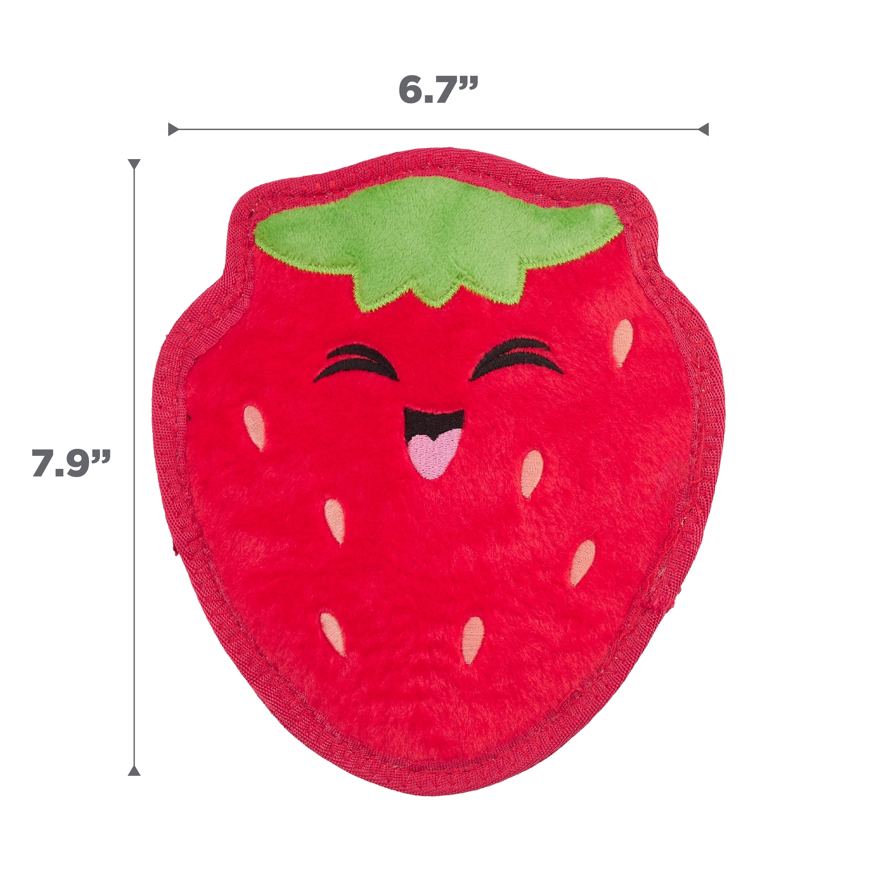 Outward Hound Tough Skinz Durable Squeaky Dog Toy with Two Tough Layers, Strawberry, Red, Medium