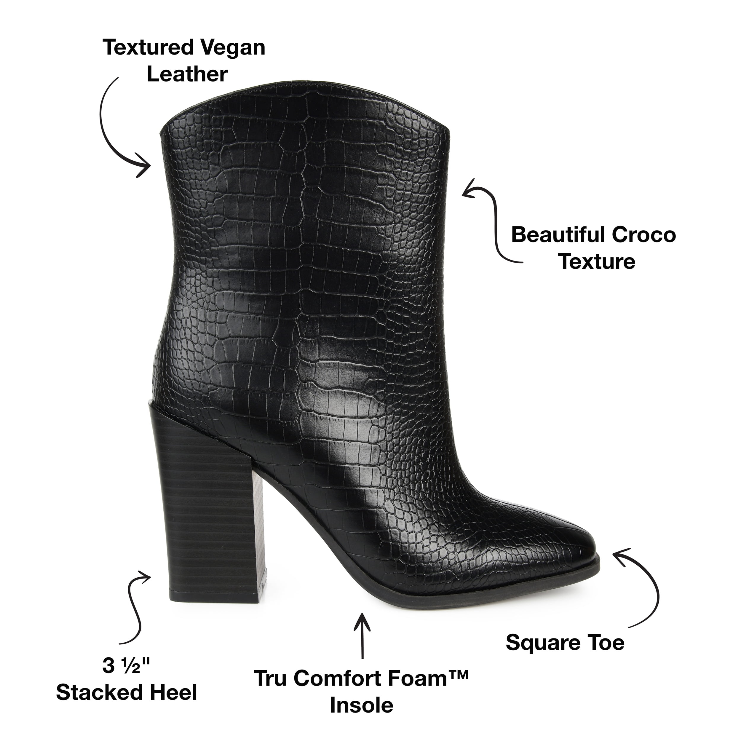 Journee Womens Brekinn Pull On Stacked Heel Booties