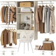 thumbnail image 3 of Homieasy 8FT Wall Mounted Closet System with Vanity Desk, 96'' Walk In Closet Organizer System with 3 Adjustable Shelves and Hanging Rods, Heavy Duty Wood Clothes Rack, White Oak, 3 of 7
