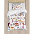 thumbnail image 3 of Kids Birthday Duvet Cover Set King Size, Kindergarten Children Celebration Festive Set Up Creamy Cake Candle Print, Decorative 3 Piece Bedding Set with 2 Pillow Shams, Multicolor, by Ambesonne, 3 of 3