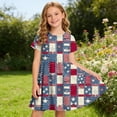 thumbnail image 5 of SGFCWSX Girls 4th of July Dress Short Sleeve Round Neck A-Line Swing Casual Patriotic Sundress Multicolor Size 5 Years, 5 of 9