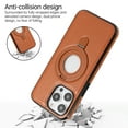 thumbnail image 3 of Allytechgroup iPhone 15 Magnetic Case, Retro PU Leather TPU Back Cover Compatible with Magsafe Shockproof Ring Holder Kickstand Phone Case for Apple iPhone 15, Brown, 3 of 9
