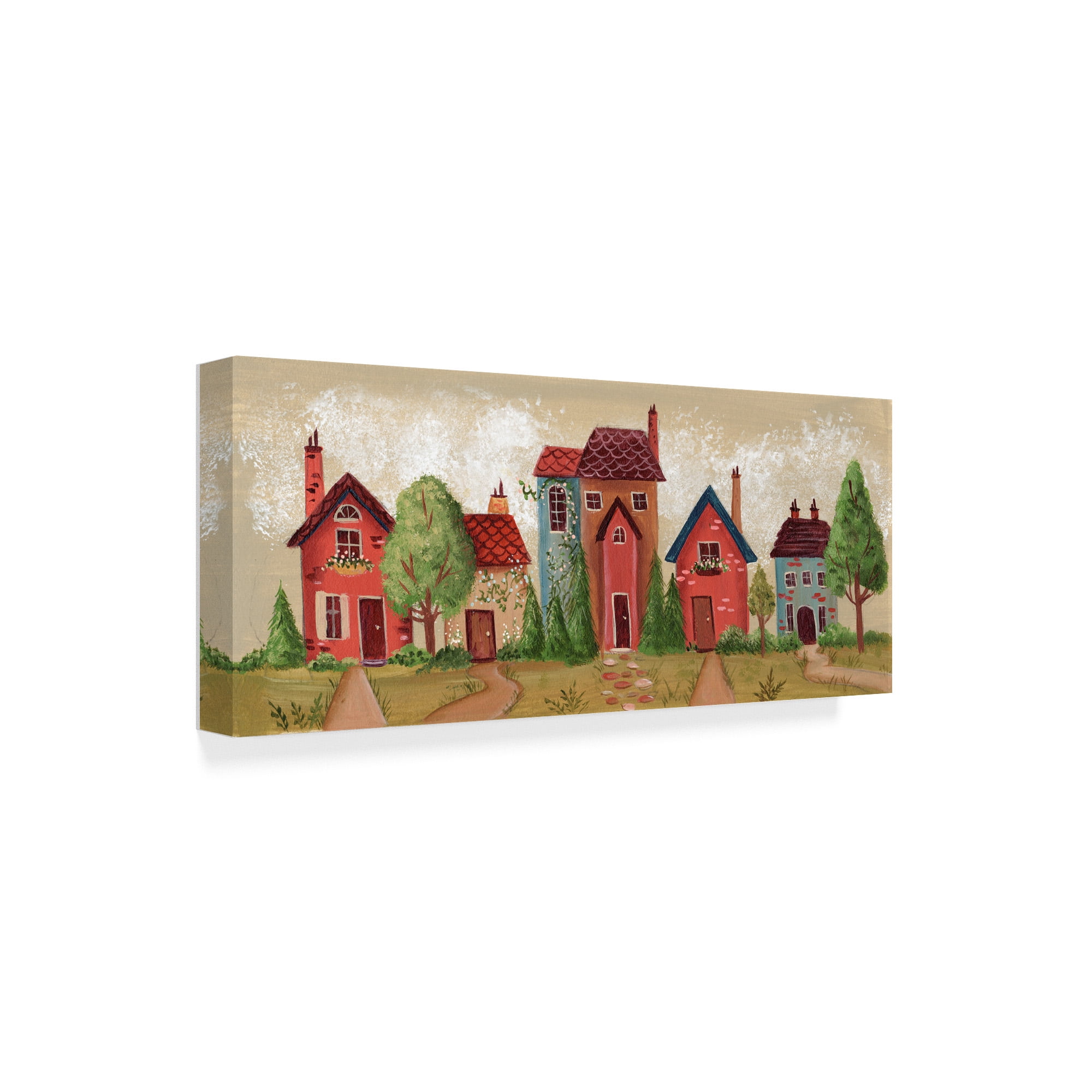 Trademark Fine Art 'Red Blue Village' Canvas Art by Beverly Johnston
