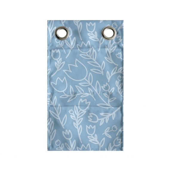 Tulip Hanging Pocket Organizer, Cartoon Floral Branches Field Perennial Flowers Spring Blooming Pastel Fragrance, Printed Polyester Storage Bag with Pockets, 9" x 16", Pale Azure Blue