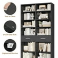 thumbnail image 2 of Homfa 7-Tier Bookcase with 2 Drawers, 72.8" H Double Wide Bookcase with 4 Adjustable Shelves for Study Office Living Room, Black, 2 of 7