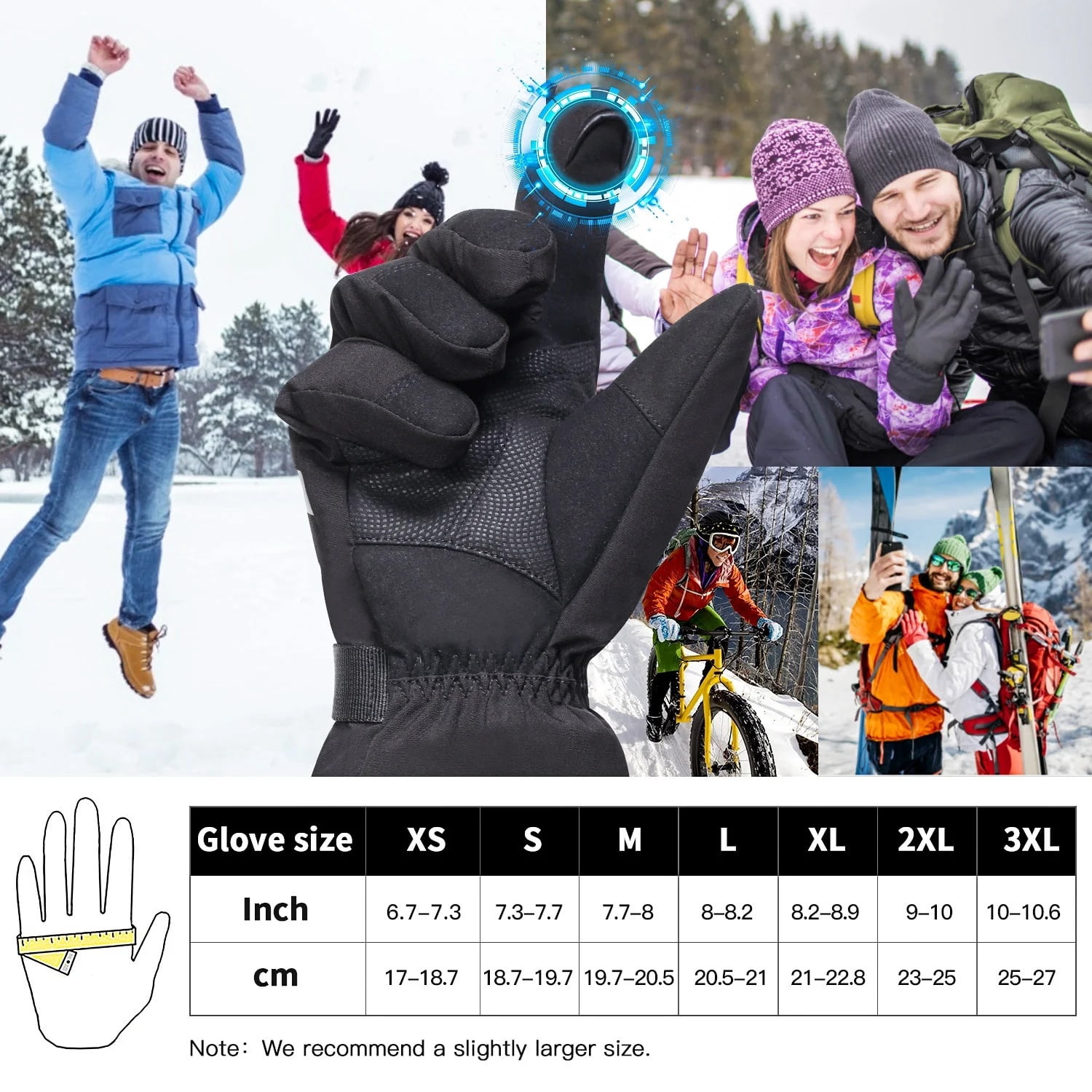 Savior Heat Heated Gloves for Men, Women7.4V Rechargeable Electric Heating Glove, Touchscreen Ski Gloves for Motorcycle, Fishing ,Riding