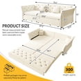 thumbnail image 4 of 74" Pull Out Sofa Bed, 2-in-1 Convertible Sleeper Sofa with Deep Seat and Flower Tufted, Luxurious Velvet Loveseat Bed for Living Room, Apartment, Beige, 4 of 9