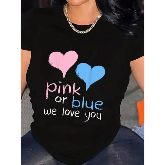 Pink Or Blue We Love You Baby Shower Gender Reveal Cute T-Shirt