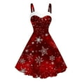 thumbnail image 2 of pstuiky Christmas Dresses Women Vintage Dress for Women Snowflake Print Plus Size Dresses Swing A-Line Dress Knee-Length Dress Sleeveless Midi Cocktail Dresses, 2 of 5