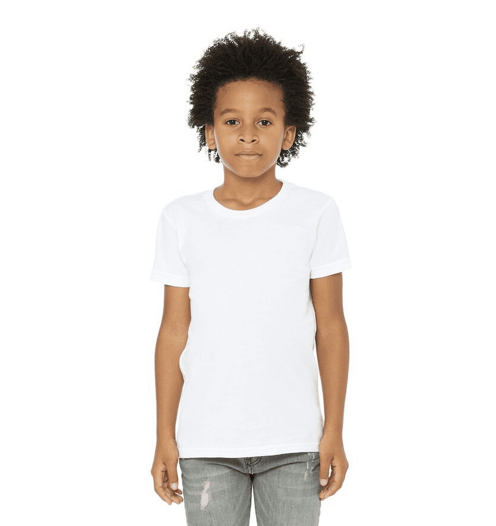 (3 pack) BELLA+CANVAS Youth Unisex Short Sleeve Crew T-Shirt – White Small Cotton Tee for Crafting, Personalization, Tie Dye & Everyday Wear