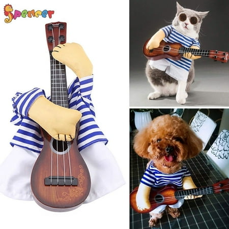 Spencer Funny Pet Clothes Christmas Cosplay Dog Cat Apperal Guitar Player Fancy Party Costume Cat Clothes 