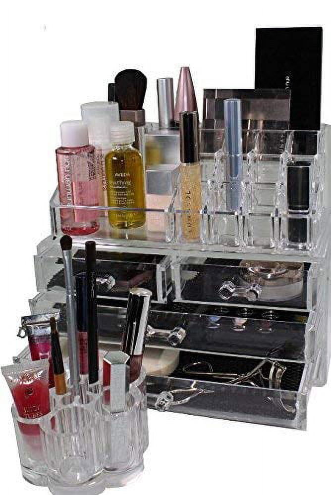 ERROR Set of 2 Clear Acrylic Cosmetics , Jewelry and Makeup Organizer Brush Holder with 12 Spaces KT00009