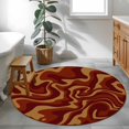 thumbnail image 4 of Round Area Rug 3ft,Abstract Stripe Fluid Art Washable Carpet Non-Slip Runner Accent Rugs Indoor Floor Mat for Bedroom Living Room Decor,Red Yellow Gradient Geometric Line, 4 of 9
