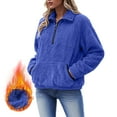 thumbnail image 2 of UngA Jackets For Women Womens Zip Fleece Pullover Soft Oversized Sweatshirt with Pockets Warm Fuzzy Sweater Blue,M, 2 of 6