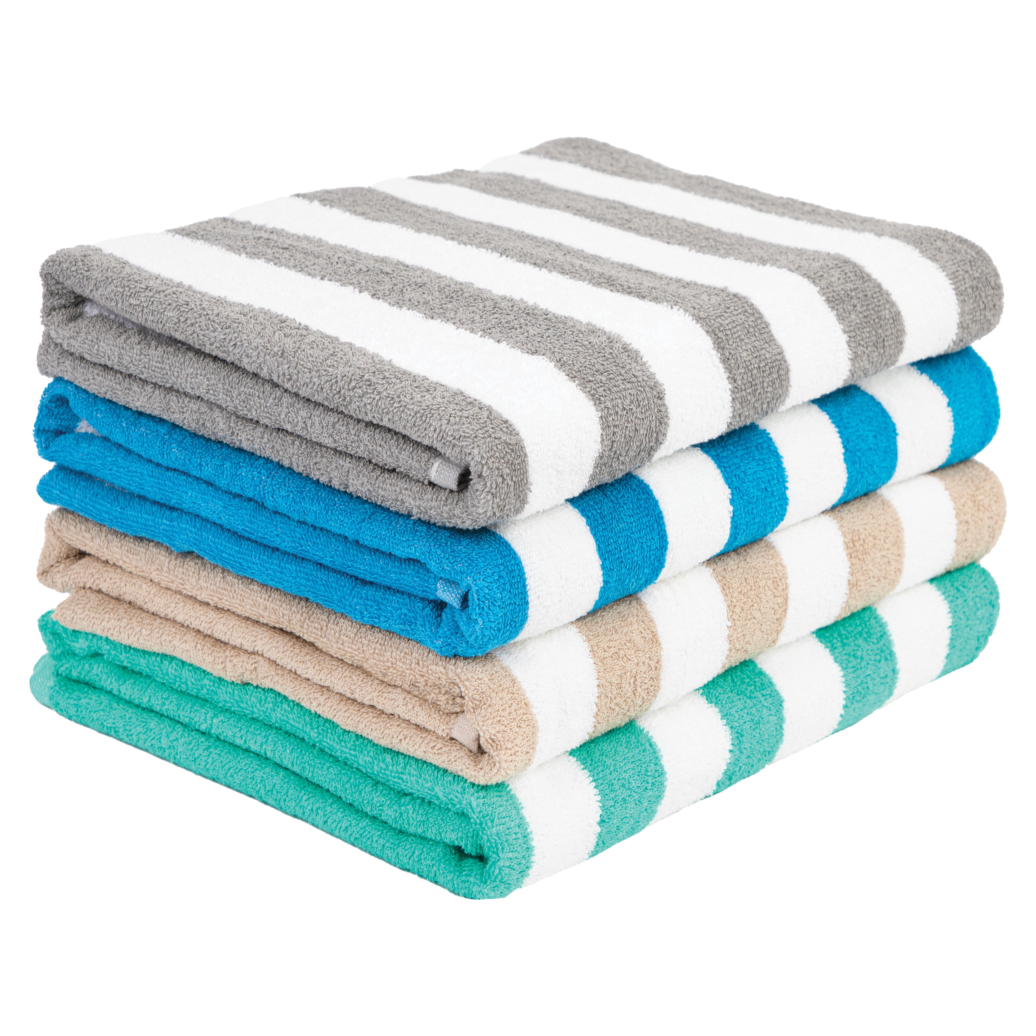 Arkwright Oversized California Beach Towels - Ringspun Cotton Pool Towel - 30 x 70 in. - (4 Pack) Assorted