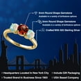 thumbnail image 2 of Gem Stone King 18K Yellow Gold Plated Silver Red Garnet and Simulated White Opal Engagement Ring for Women | 2.00 Cttw | Round 6MM | Gemstone January Birthstone | Size 9, 2 of 6